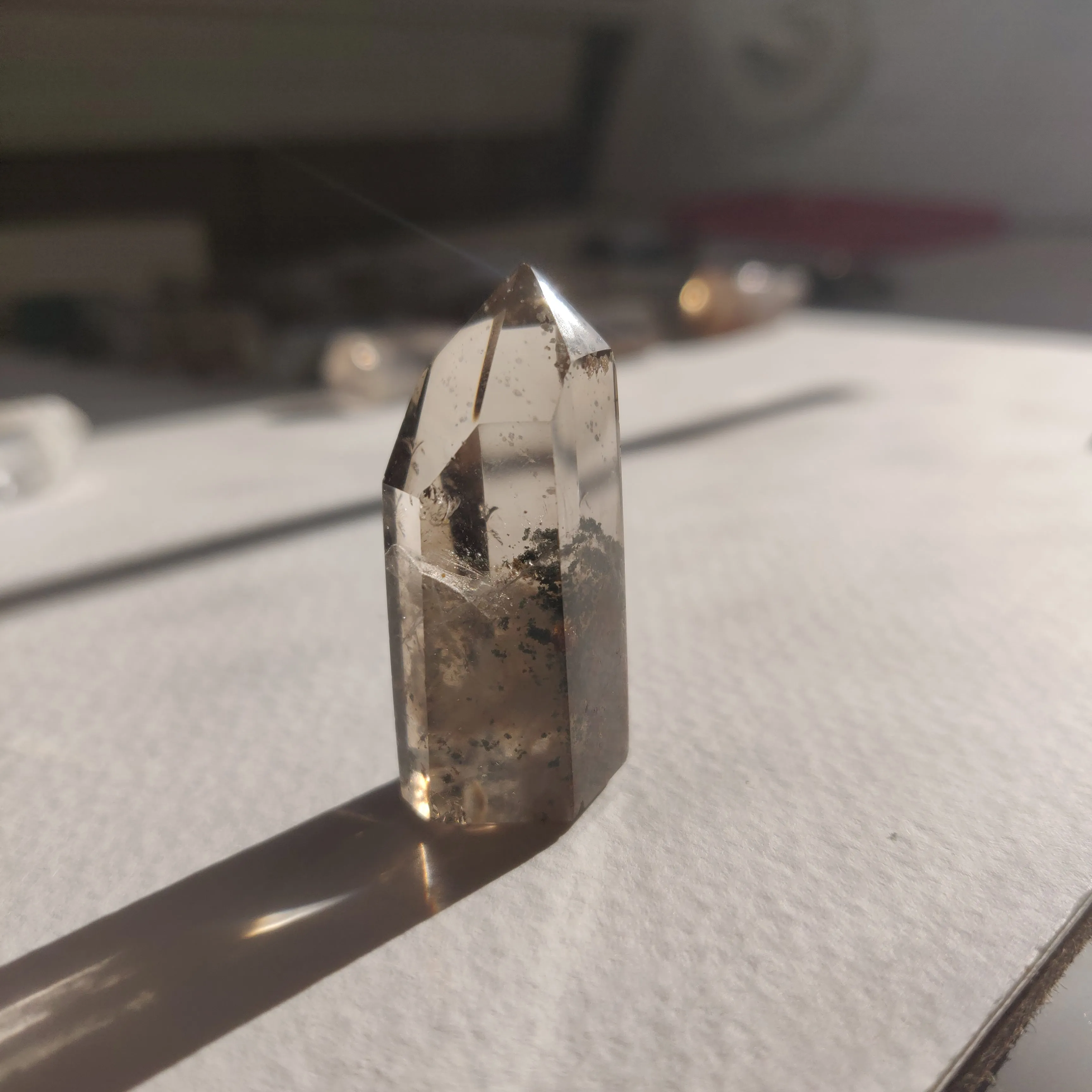 Smoky Garden Quartz Point, Lodolite Point (#2G)