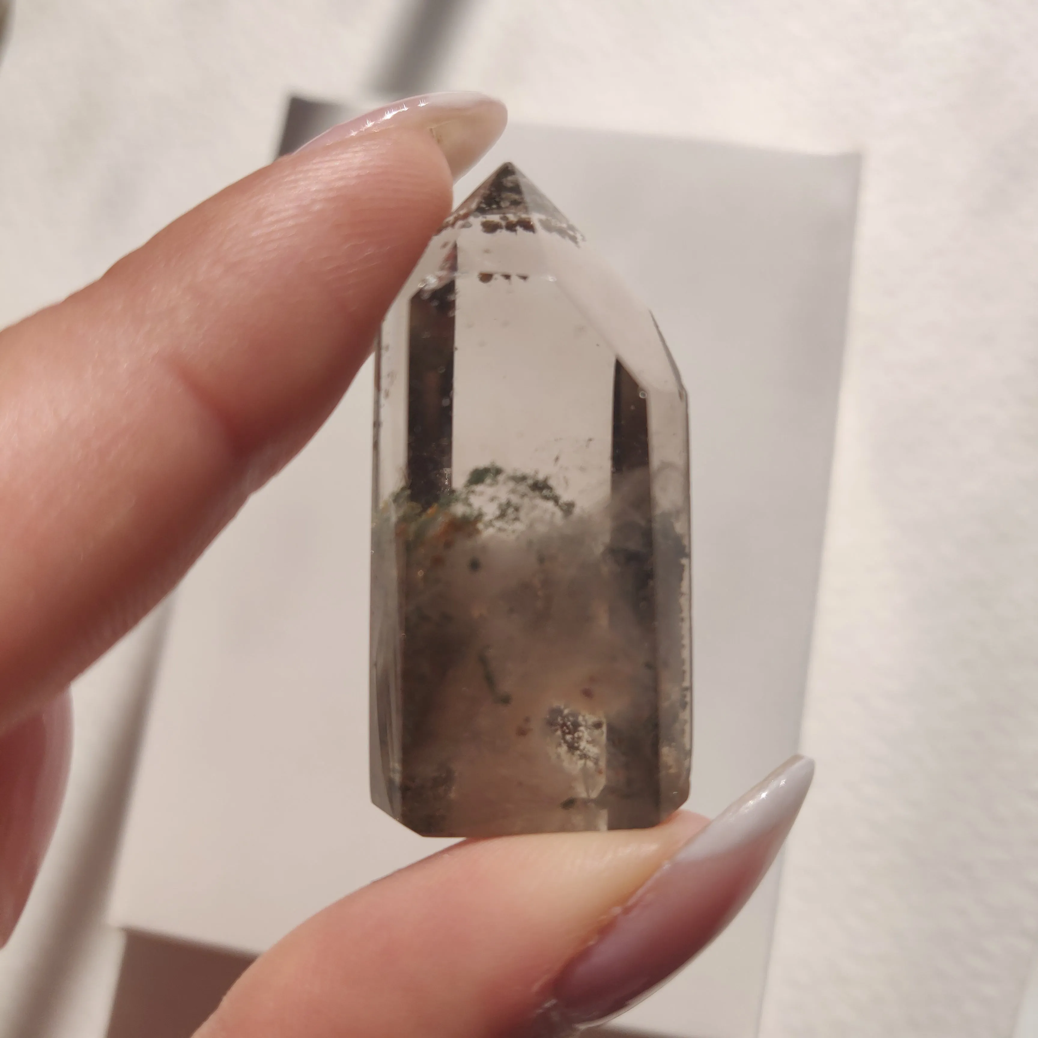 Smoky Garden Quartz Point, Lodolite Point (#2G)