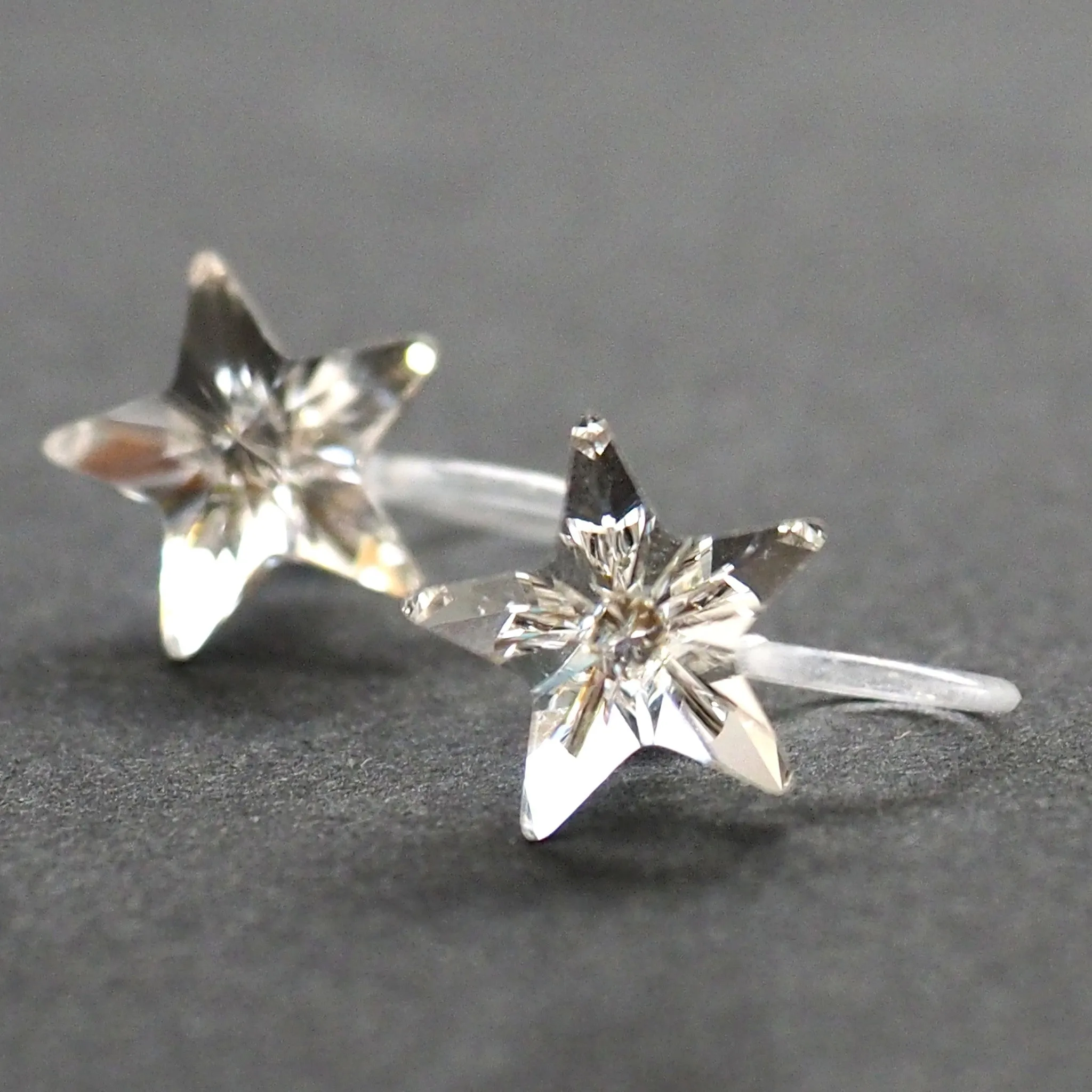 Star Swarovski crystal invisible clip on stud earrings