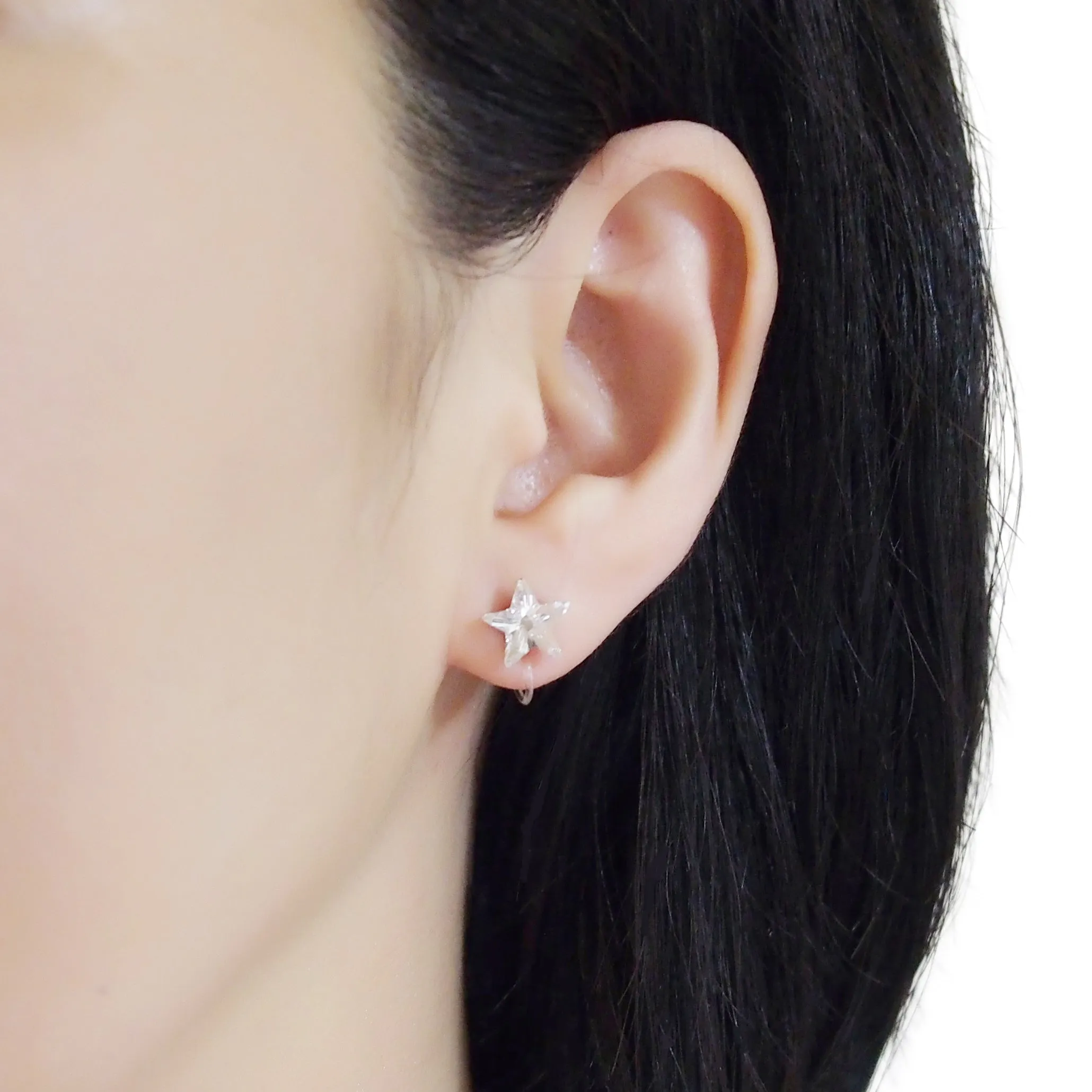 Star Swarovski crystal invisible clip on stud earrings