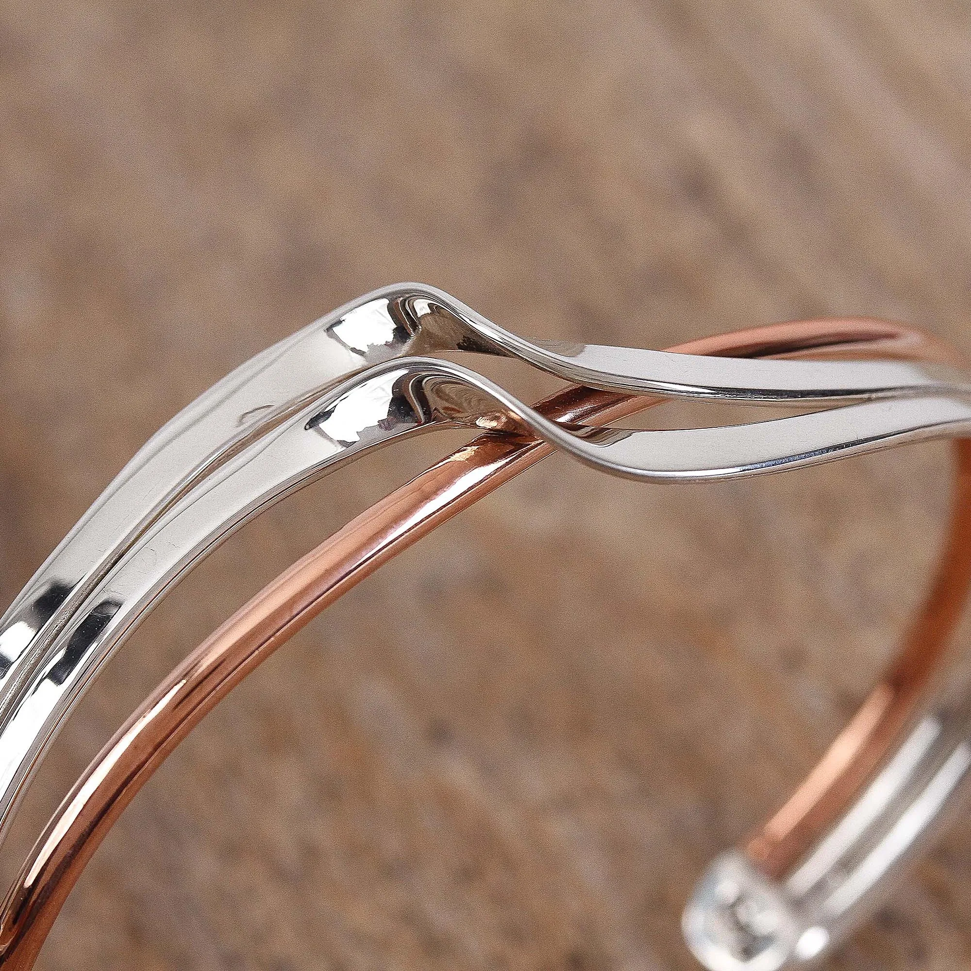 Sterling Silver and Copper Cuff Bracelet from Mexico - Copper Stream | NOVICA