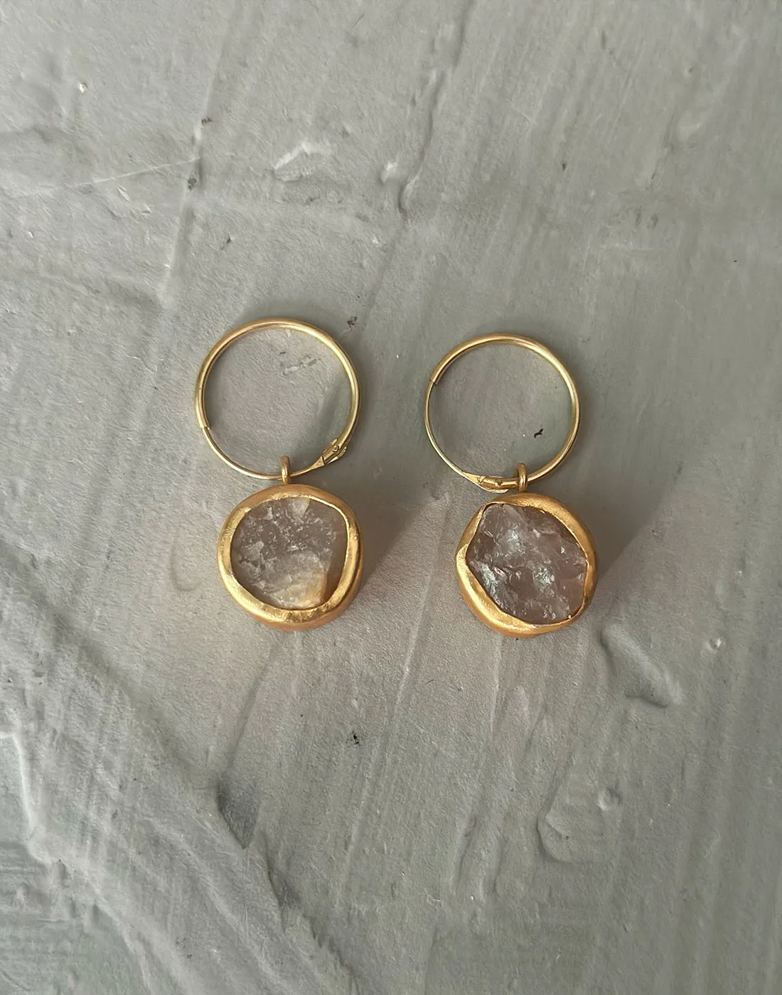 Stone Hoops (Rose Quartz)