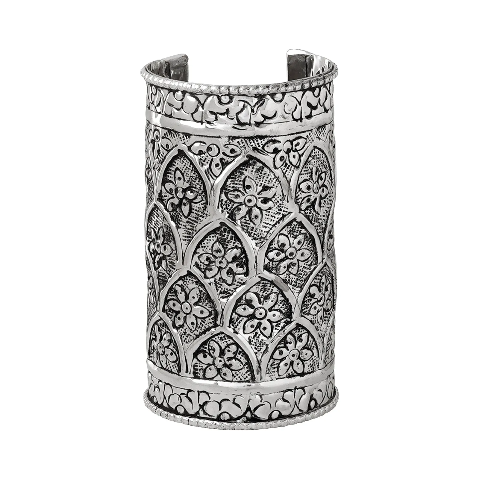 Teejh Harshali Silver Oxidised Cuff Bracelet