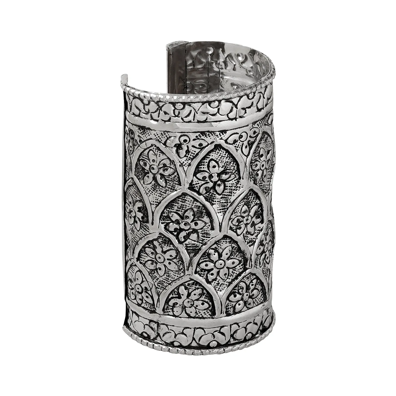 Teejh Harshali Silver Oxidised Cuff Bracelet
