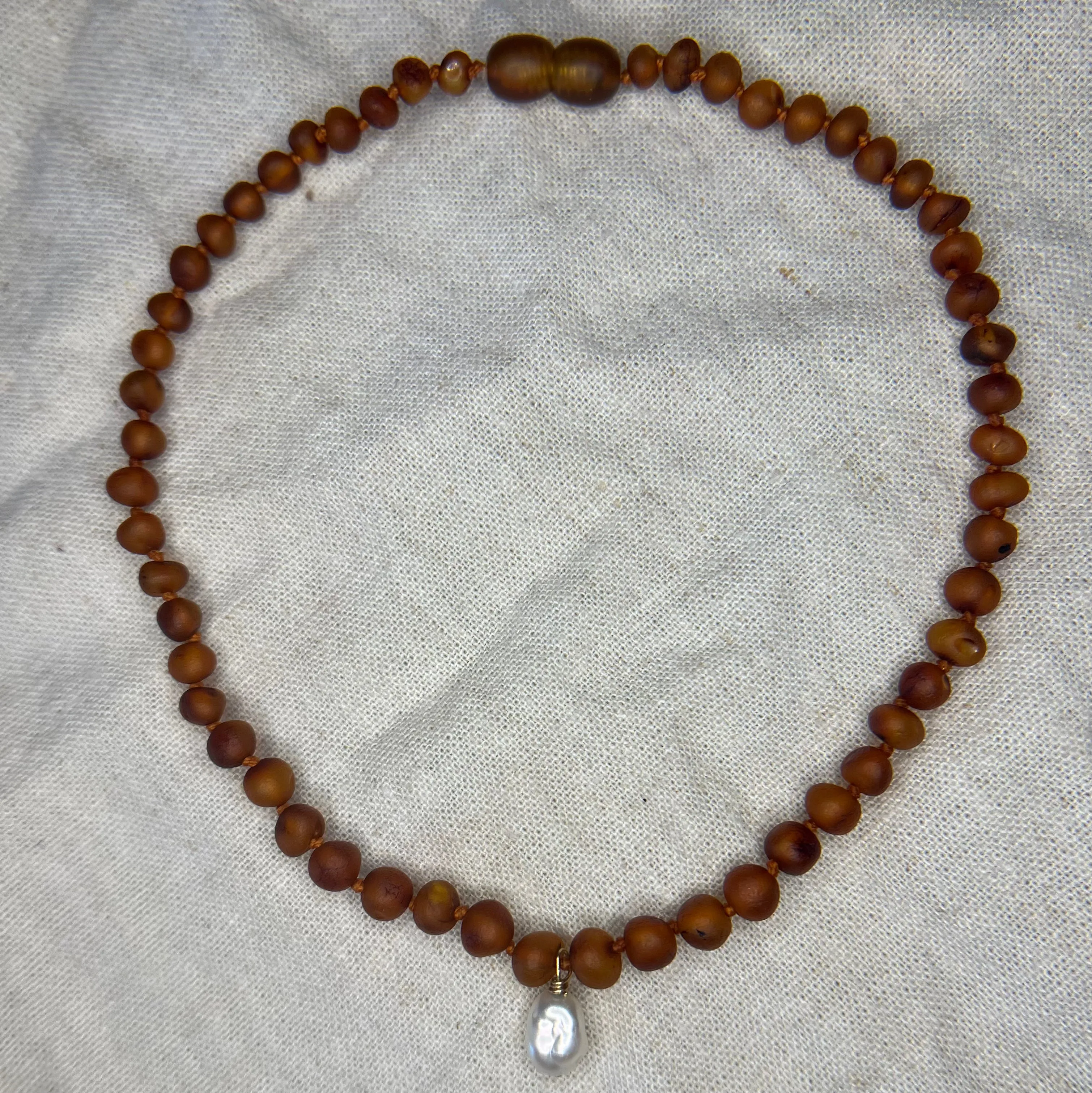 the amber necklace - sterling silver