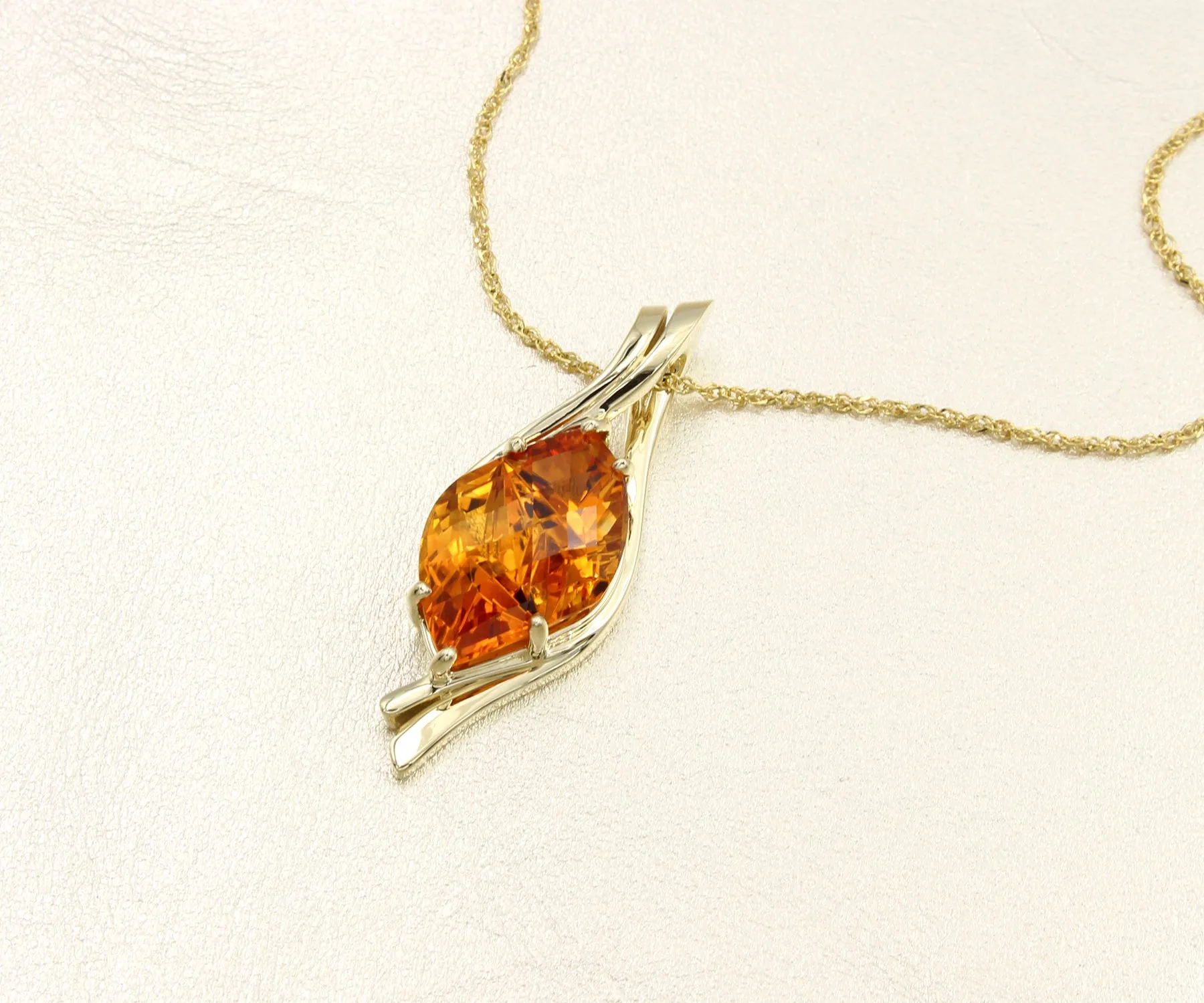 Twist Marquise Freeform Citrine Gold Necklace