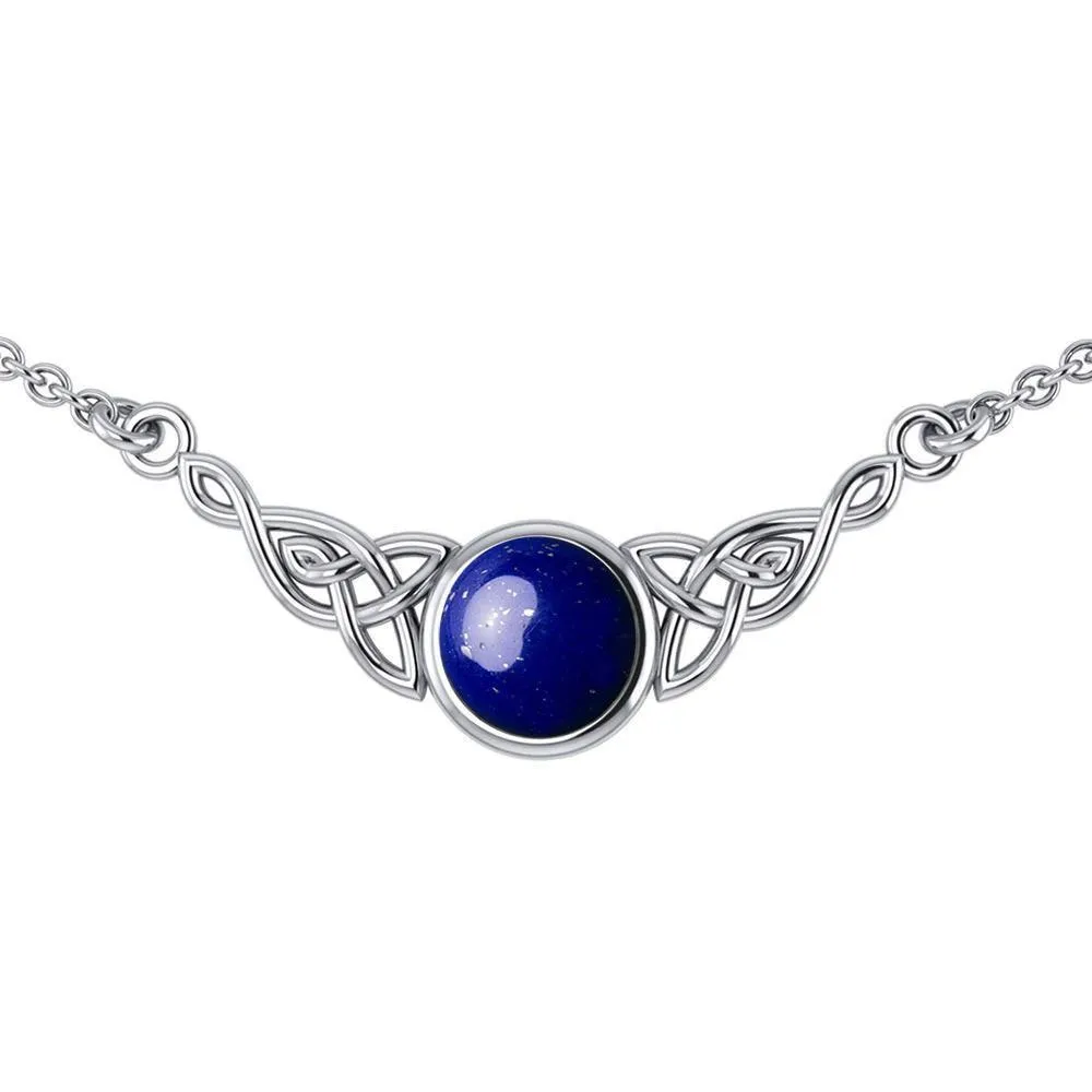 Wear the gift of interconnectedness ~ Sterling Silver Celtic Knotwork Necklace with a Gemstone centerpiece TN224