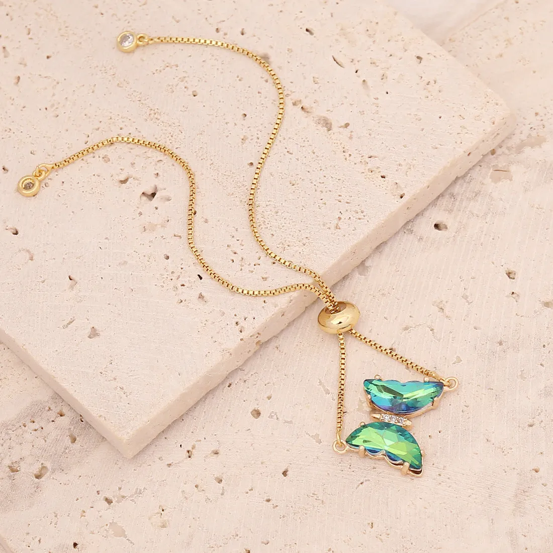 Wholesale Multicolor Zircon Butterfly Copper Bracelet