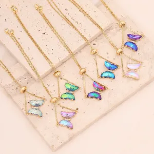 Wholesale Multicolor Zircon Butterfly Copper Bracelet